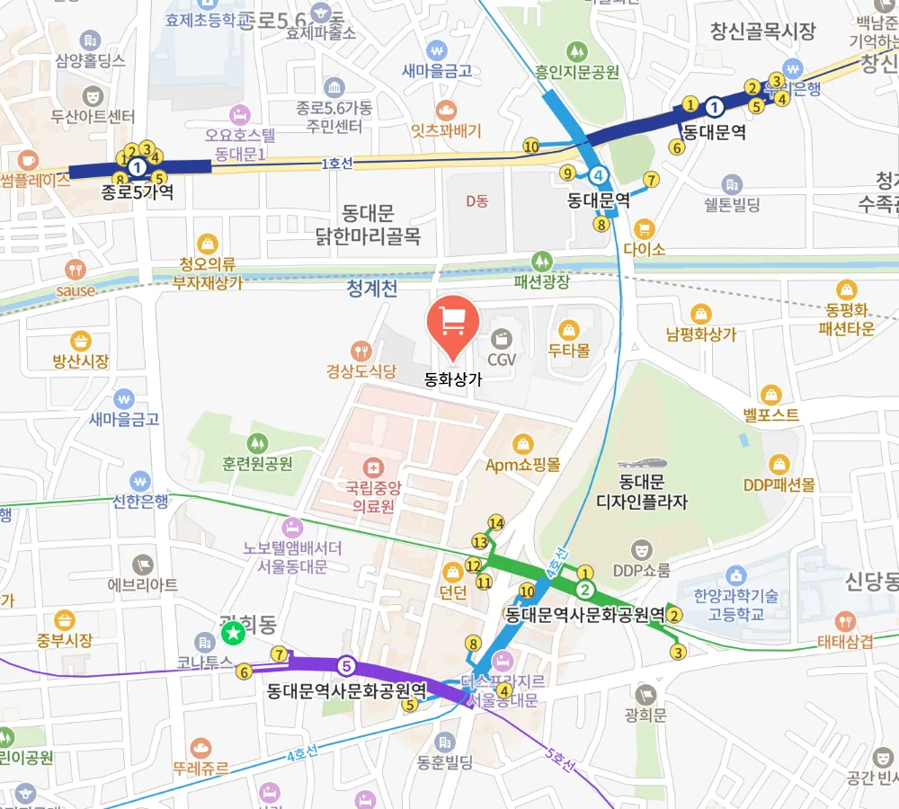 서울 중구 장충단로13길 34 동화상가 주변 네이버 지도 캡처